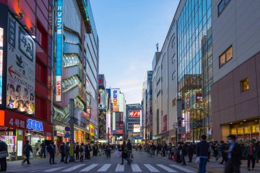Turist kalabalık Akihabara alışveriş bölgesinde seyahat ediyor , Tokyo şehir, Japonya