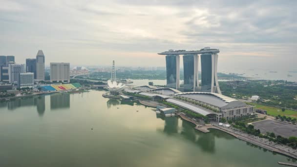 Σιγκαπούρη Πόλη Σιγκαπούρη Οκτωβρίου 2016 Ορίζοντα Της Σιγκαπούρης Ημέρα Νύχτα — Αρχείο Βίντεο