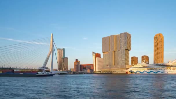 Time Lapse Ciudad Rotterdam Con Mercado Markthal Rotterdam Países Bajos — Vídeos de Stock