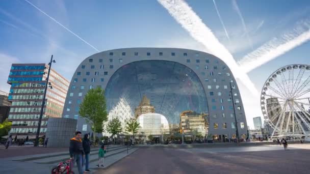 Rotterdam Holandia Maja 2019 Upływ Czasu Miasta Rotterdam Rynkiem Markthal — Wideo stockowe