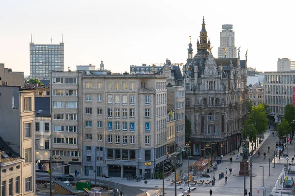 Vista aérea del perfil urbano de Amberes en Amberes, Bélgica —  Fotos de Stock