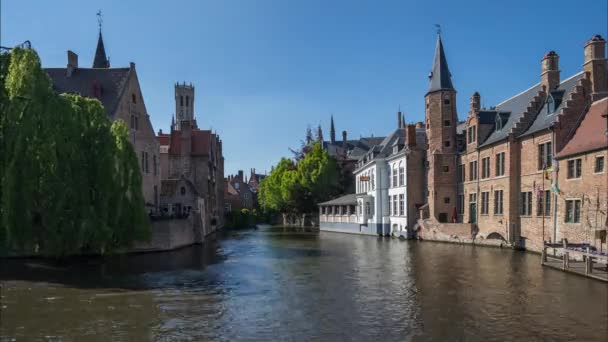 Canal Brujas Casco Antiguo Brujas Bélgica Time Lapse — Vídeos de Stock