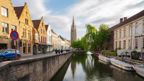 Onze Lieve Vrouwekerk Tijd Verval Brugge België — Stockvideo