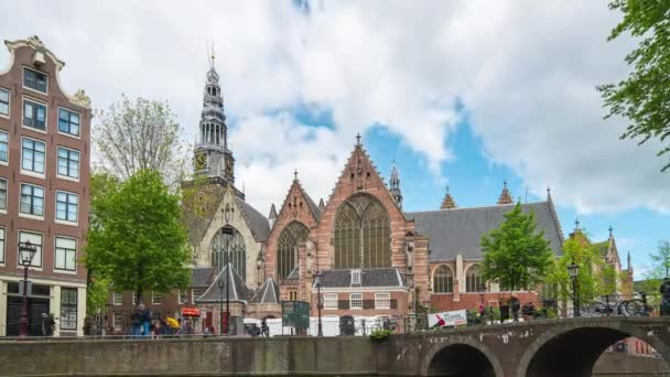 Chiesa Oude Nella Città Amsterdam Paesi Bassi — Video Stock