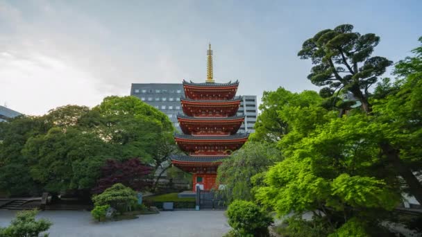 Templo Tochoji Con Lapso Tiempo Pagoda Cinco Pisos Hakata Fukuoka — Vídeo de stock