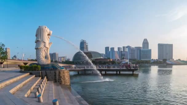 Singapore City Singapore April 2018 Video Zeitraffer Des Singapore Merlion — Stockvideo