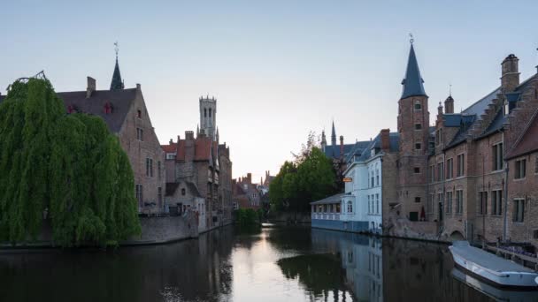 Bruges City Skyline Day Night Time Lapse Bruges Belgium — Stock Video
