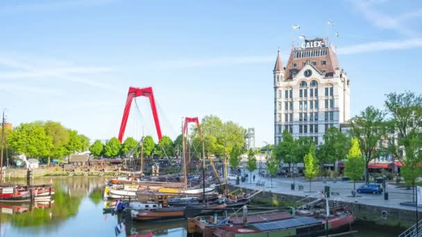ロッテルダムの港を持つウィットハウス オランダのタイムラプス — ストック動画