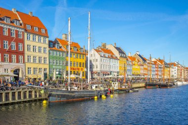 Kopenhag şehrinde Nyhavn rıhtımı, Danimarka