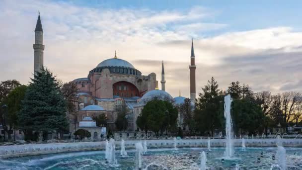 Hagia Sophia Com Lapso Tempo Horizonte Istambul Cidade Istambul Turquia — Vídeo de Stock