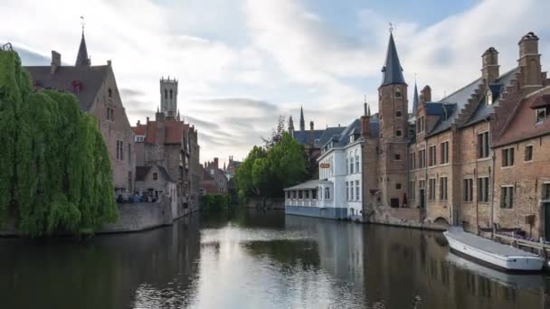 Bruges Şehrinin Zaman Aşımına Uğramış Videosu Bruges Belçika — Stok video