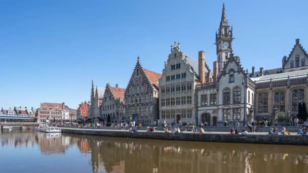 Zeitraffer Video Von Gent Altstadt Und Kanal Gent Belgien — Stockvideo