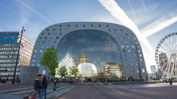 Rotterdam Países Bajos Mayo 2019 Markthal Landmark Building Time Lapse — Vídeo de stock