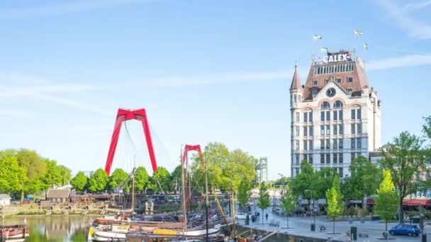 Witte Huis Přístav Rotterdam Orientační Bod Rotterdamu Nizozemsko — Stock video