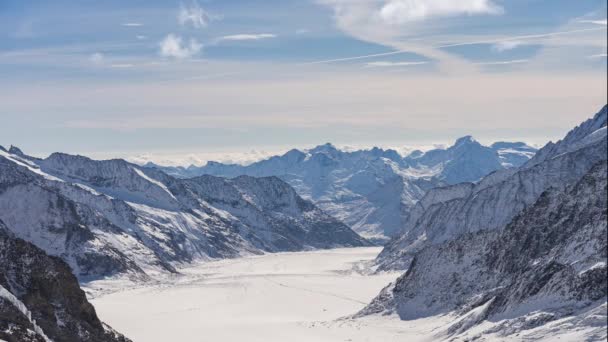 Tempo Queda Montanha Neve Jungfrau Suíça — Vídeo de Stock
