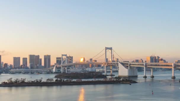 Rainbow Bridge Landmärke Tokyo Från Odaiba Japan — Stockvideo