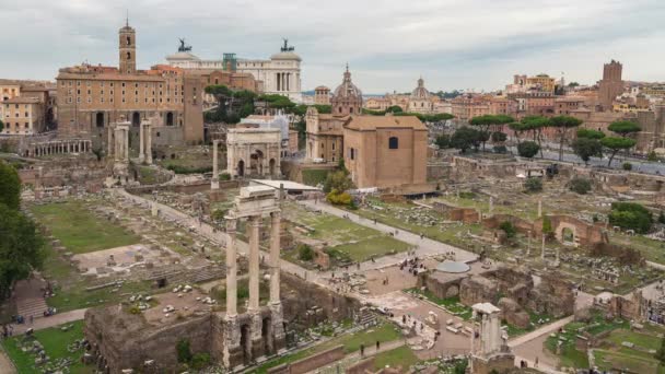 Forum Romanum Mit Menschenmenge Rom Italien — Stockvideo