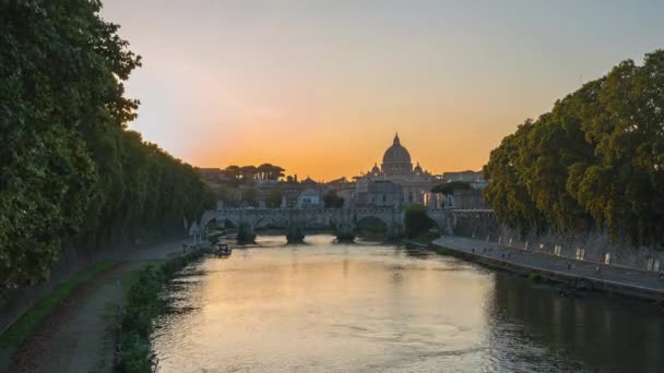 Skyline Der Vatikanstadt Mit Blick Auf Den Tiber Rom Italien — Stockvideo