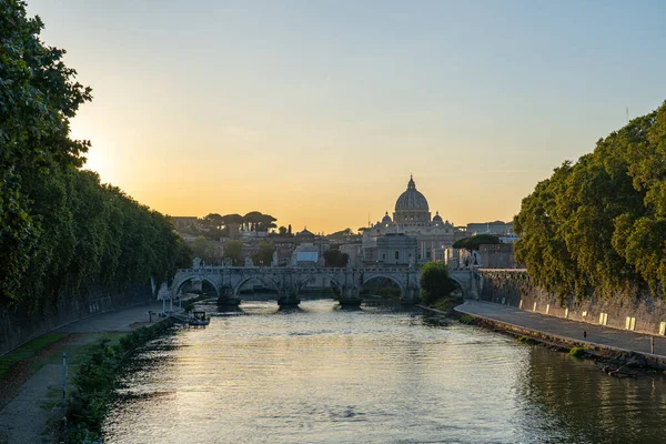 Vista Pôr Sol Cidade Vaticano Roma Itália — Fotografia de Stock