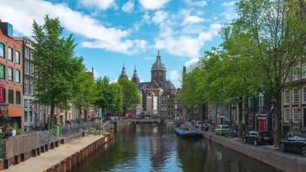 Amsterdam Ville Horizon Canal Vidéo Laps Temps Amsterdam Pays Bas — Video