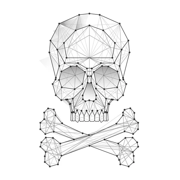 Teschio poligonale e ossa . — Vettoriale Stock
