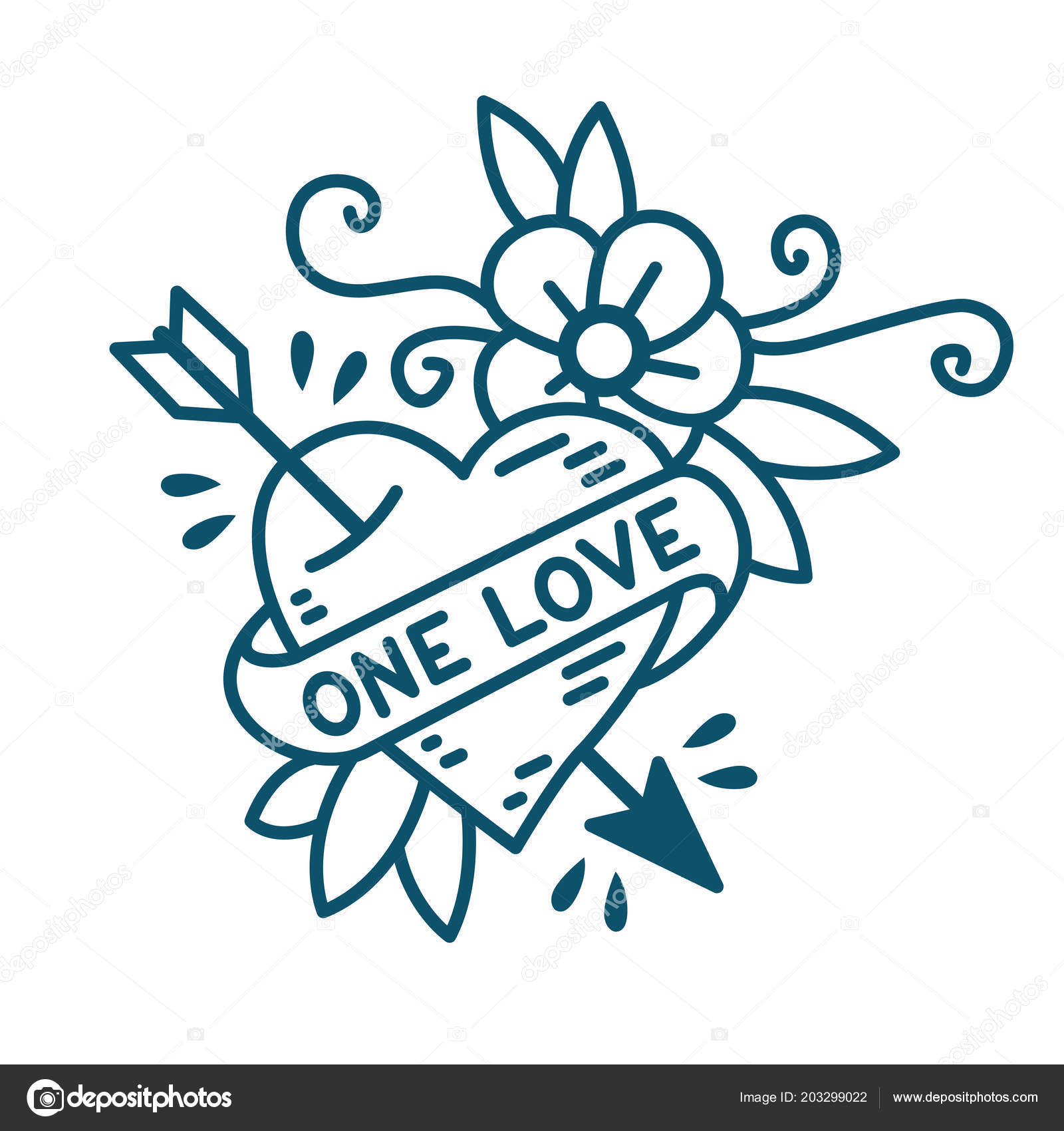 Heart One Love in traditional style of old school tattoo Stock Vector Image by ©SNTK #203299022 Heart One Love in traditional style of old school tattoo Stock Vector Image by ©SNTK #203299022