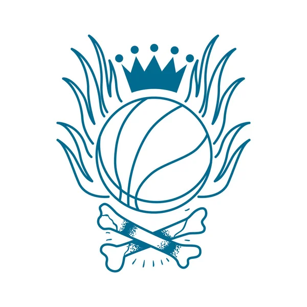 Emblème de basket dans le style d'un tatouage traditionnel — Image vectorielle