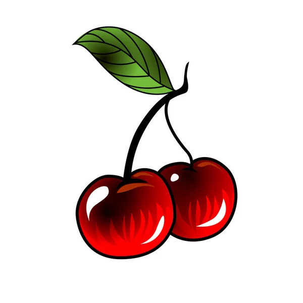 Cherry dalam gaya tato sekolah lama . - Stok Vektor