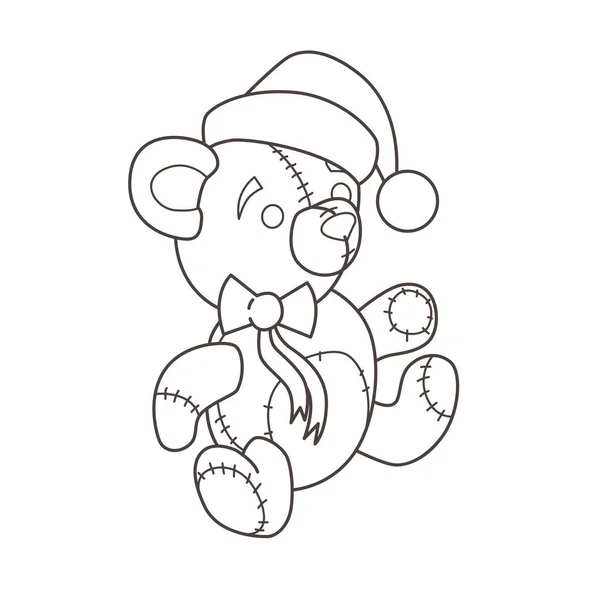 Giocattolo di Natale Teddy, in berretto e con fiocco . Illustrazione Stock