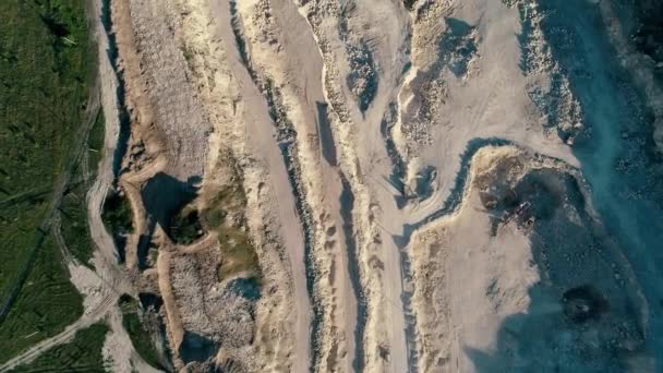 4K drone aerial footage. Fly over a mountain stone quarry top view — Stock Video