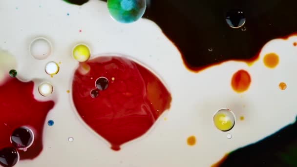 추상적인 배경입니다. 아크릴 다채로운 거품 기름에 혼합 — 비디오