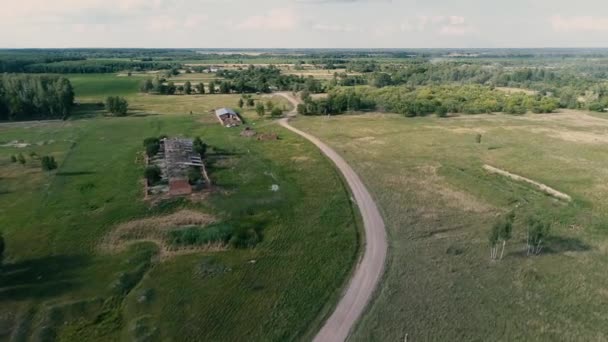 Aerial drone footage. Fast driving yellow rally car. — Stock Video