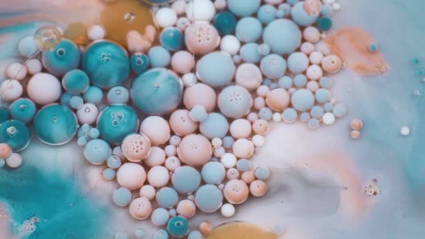 Absztrakt pasztell színű buborékok festék. Lassú mozgás. Szemközti nézet — Stock videók