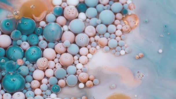 Abstracte pastel kleuren bubbels verf. Slow-motion. Bovenaanzicht — Stockvideo