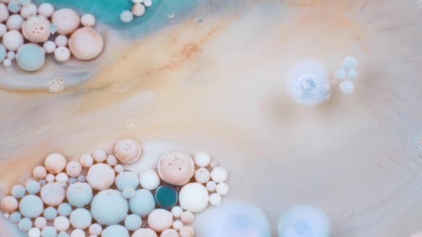 Abstract pastel colors bubbles paint. Slow motion. Top view — Stock Video