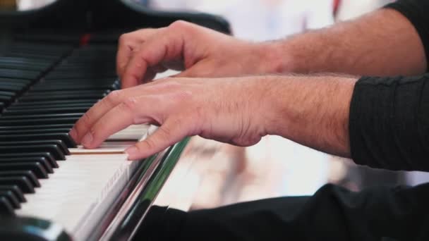 Piano playing. Close-up. Musical theme. Concert program. — Stock Video