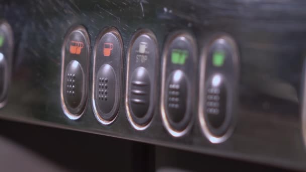 Πίνακας κουμπιών συσκευής καφέ. Κουμπί τύπου μπάρμαν. — Αρχείο Βίντεο