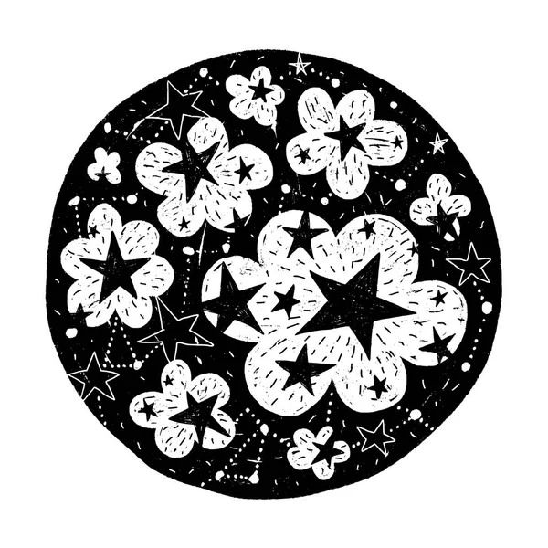 Hand drawn circle with stars — Stock Vector