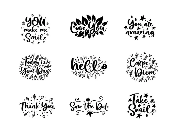 Ensemble de phrases motivationnelles typographie vectorielle — Image vectorielle