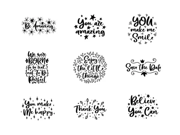 Tipografía vectorial frases motivacionales conjunto — Vector de stock