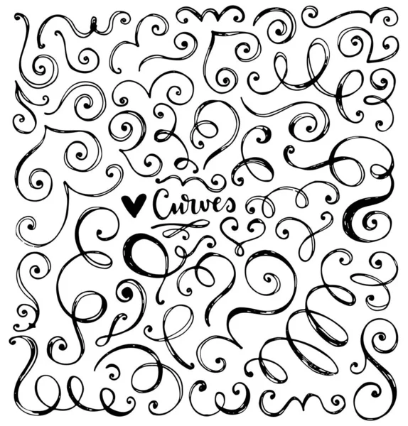 Vintage collection of hand drawn curves — Stock Vector