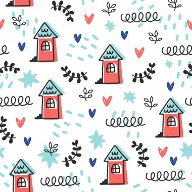 Dikişsiz yaz doodle deseni