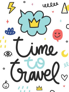 İfade ile Vektör yaz doodle posteri