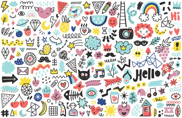 Doodle musim panas ditata Stok Ilustrasi 