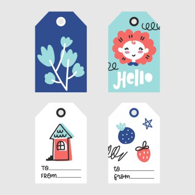 Doodle vektör etiketleri koleksiyonu