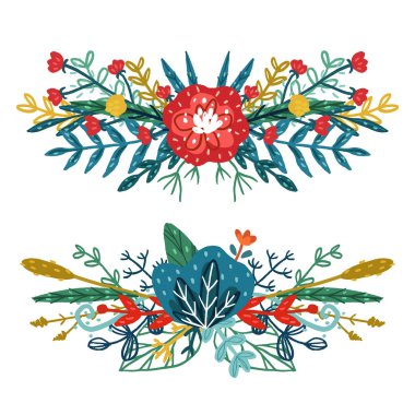 çiçek buketleri kümesi.