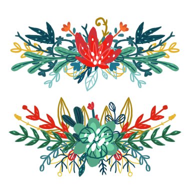 çiçek buketleri kümesi.