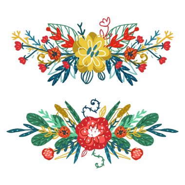 çiçek buketleri kümesi.