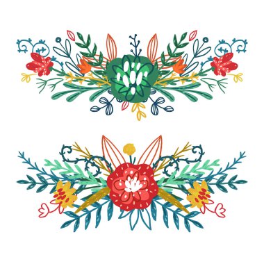 çiçek buketleri kümesi.