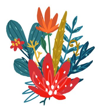 Vektör el çizilmiş çiçek buketi.